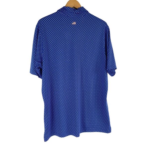 Fairway & Greene Golf Polo Shirt Men Size M Blue Floral Square Embroidered USA - Picture 3 of 7